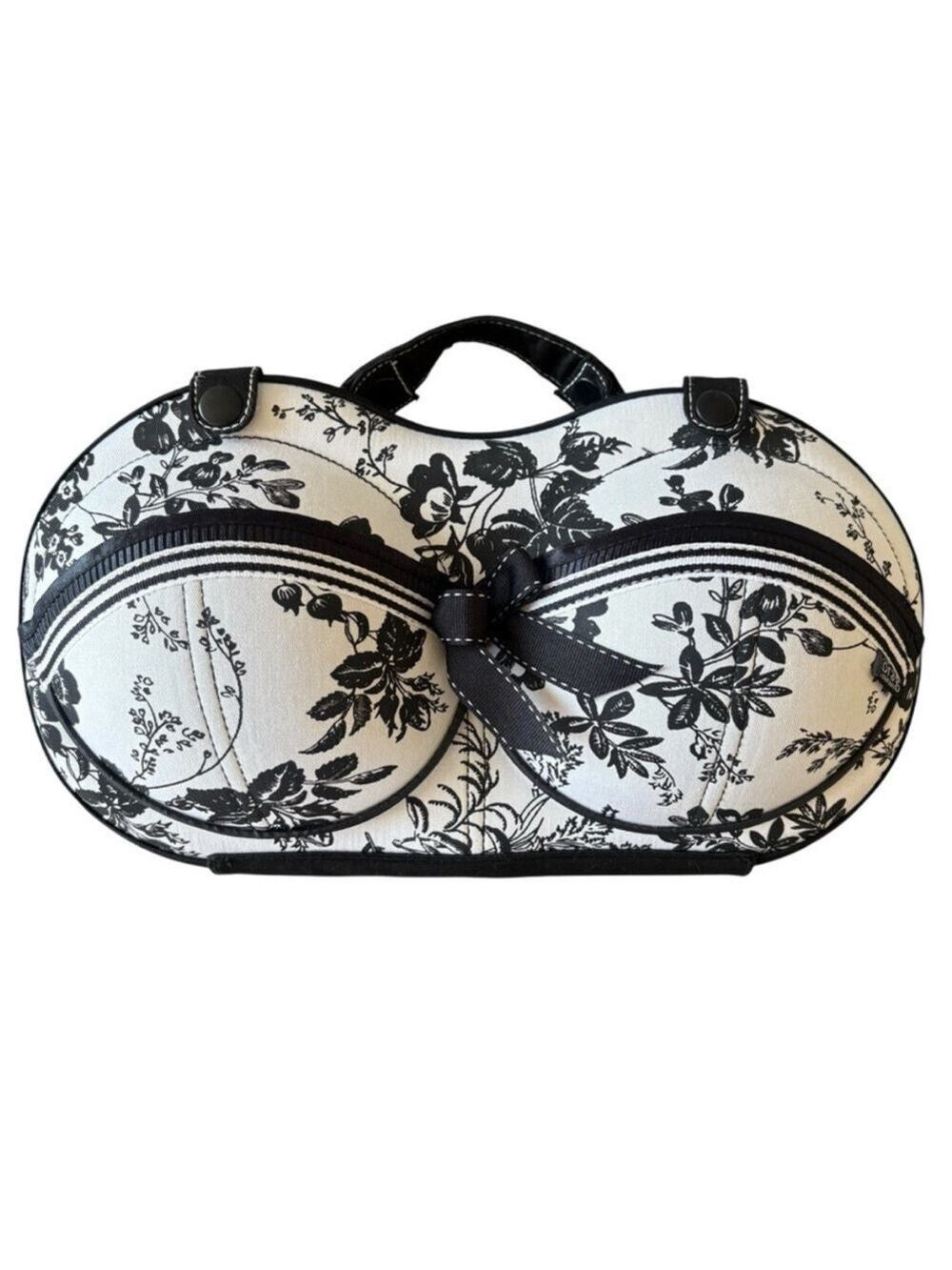 BRAG EUC Elegant Black & White Floral Women Bra Organizer Holder Storage Travel